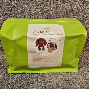 Puppy crochet kit for 2 pups. White and camel colors. Ages 3+